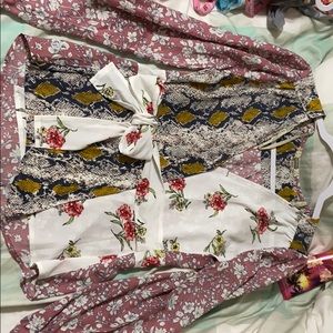 XS snakeskin / 2 type of floral design shirt